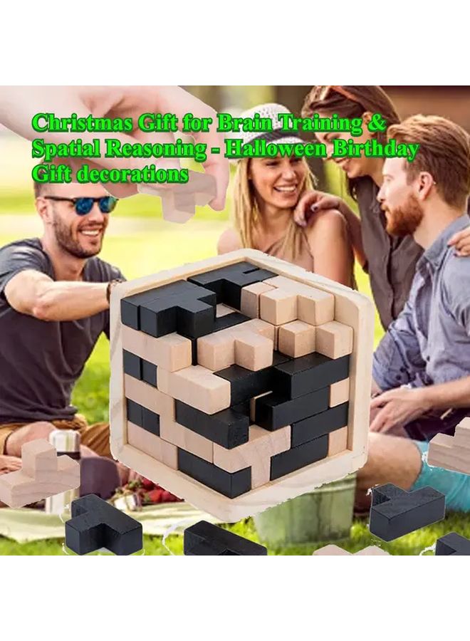 L Shaped Jigsaw 3D Puzzle Cube Set 54 Pcs Large Wood Brain Teaser For Adults - Image 4